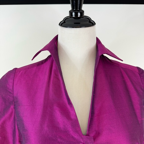 SHANI Stand Collar Silk Shantung Blouse Size 10 NWT - Picture 2 of 10